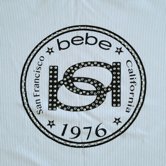 bebe White Ribbed Top - NWT - Picture 3 of 14